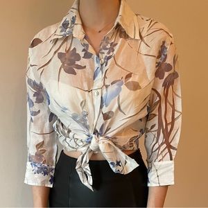 Vintage Floral Notations Button Up Size S